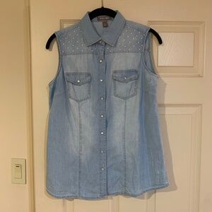 Rox & Ali Embellished Sleeveless Jean Shirt sz S